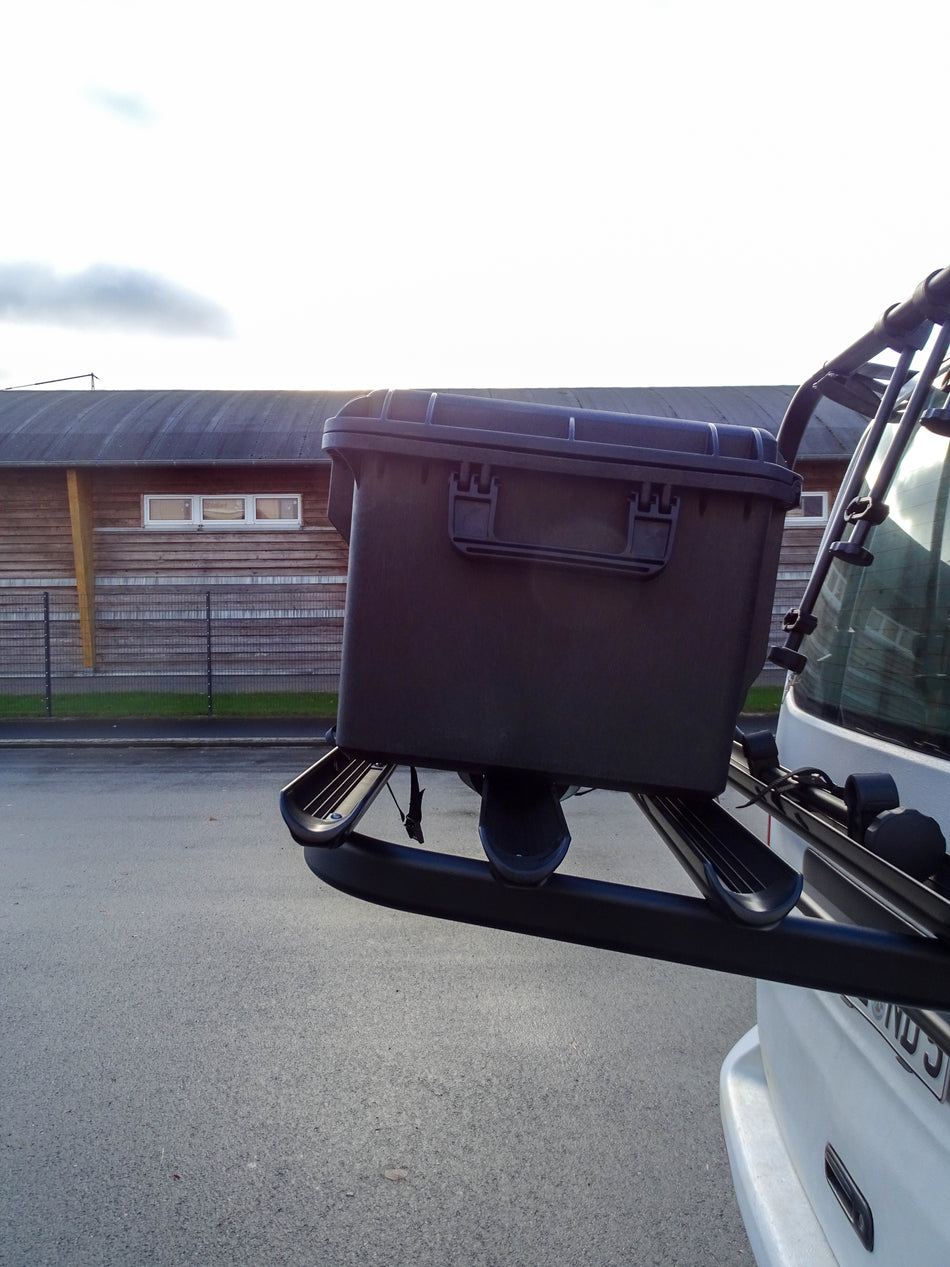 ND-Rack Koffer mit Schnellspann Befestigung für VW T5/T6 Logo Heckträger