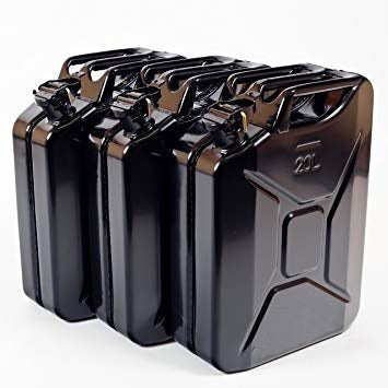 20 Liter Kraftstoffkanister Schwarz aus massivem Stahlblech