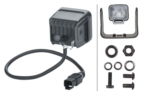 HELLA Black Magic Cube LED Arbeitsscheinwerfer 1.400 lm, Set mit Kabel & Schalter