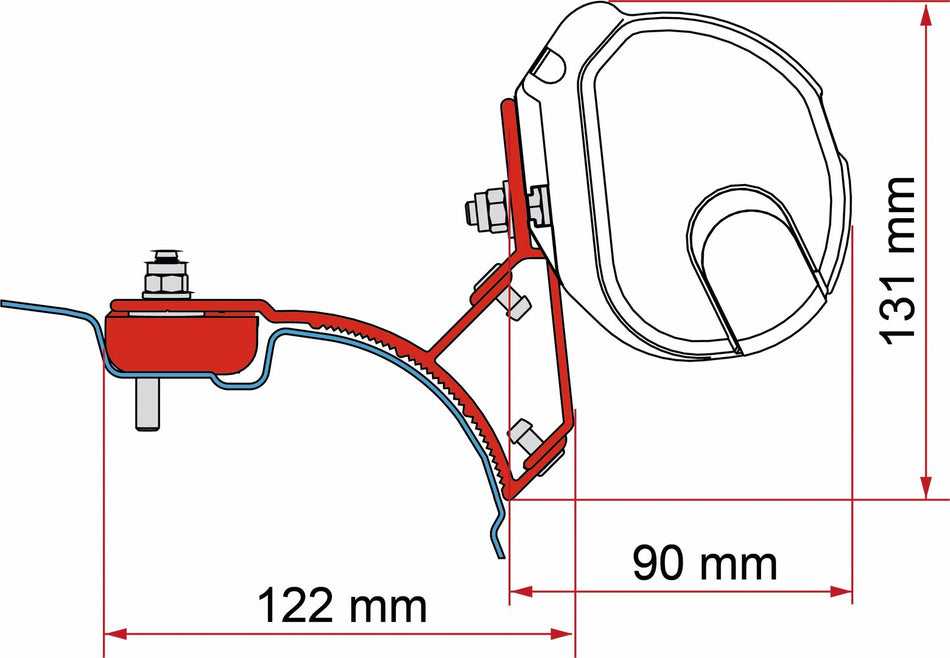 Fiamma Adapter F35 Kit VW T5 / T6 / T6.1 Multivan o. Transporter ohne C-Schiene